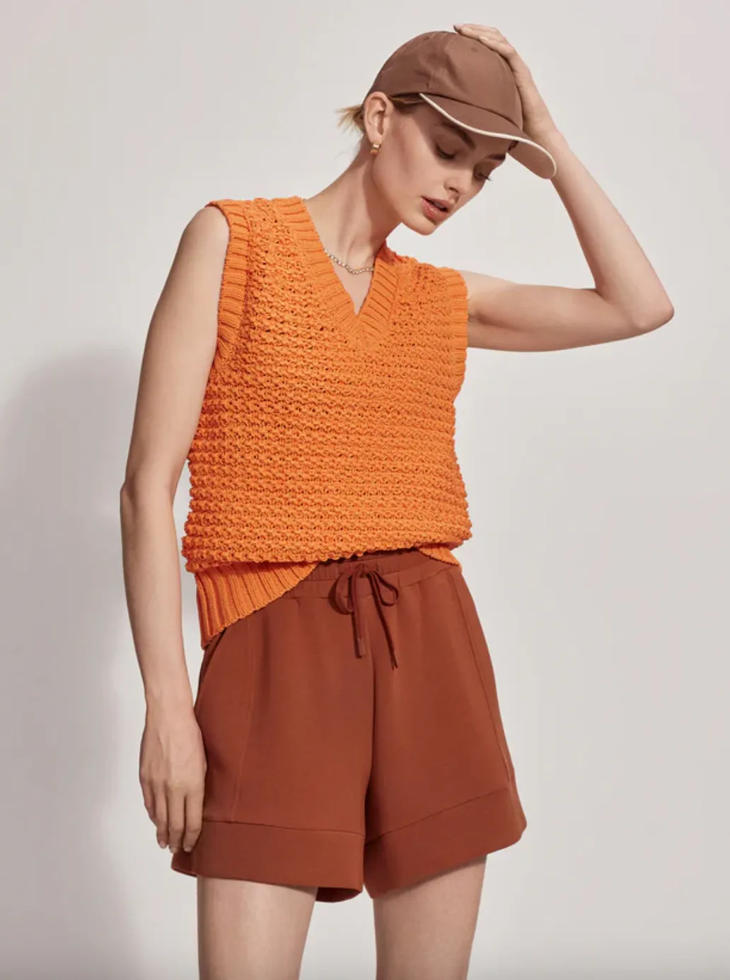 Adie Knit Vest-Coral