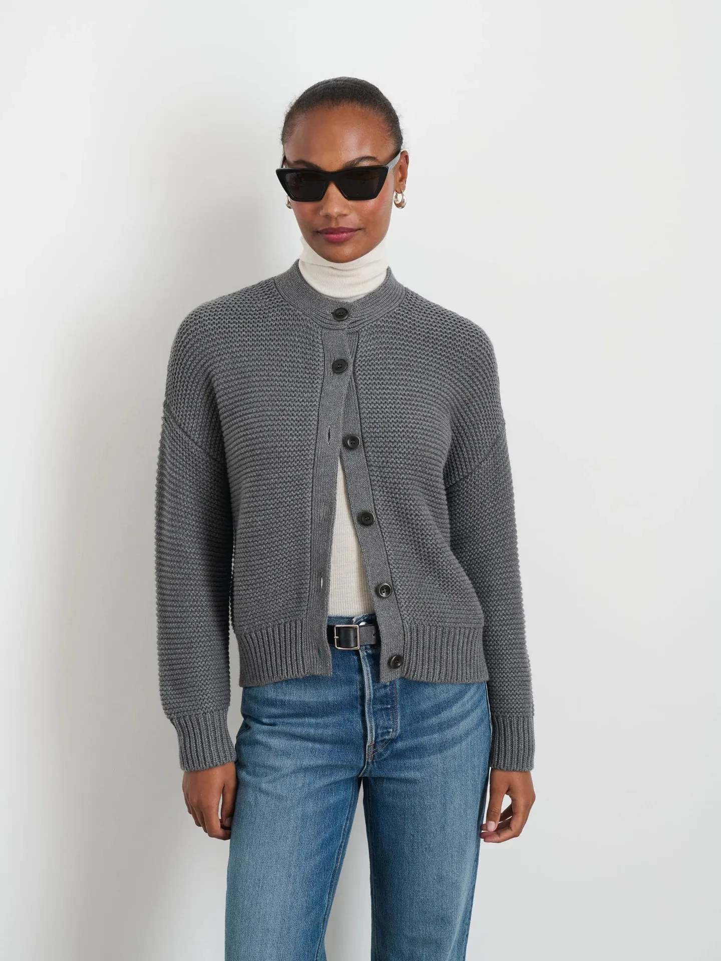 Alex Mill - Heather Grey Nico Cardigan in Heathered Cotton