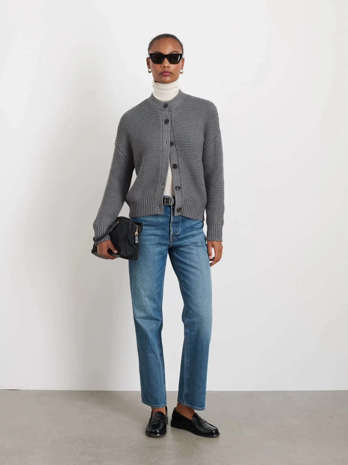 Alex Mill - Heather Grey Nico Cardigan in Heathered Cotton