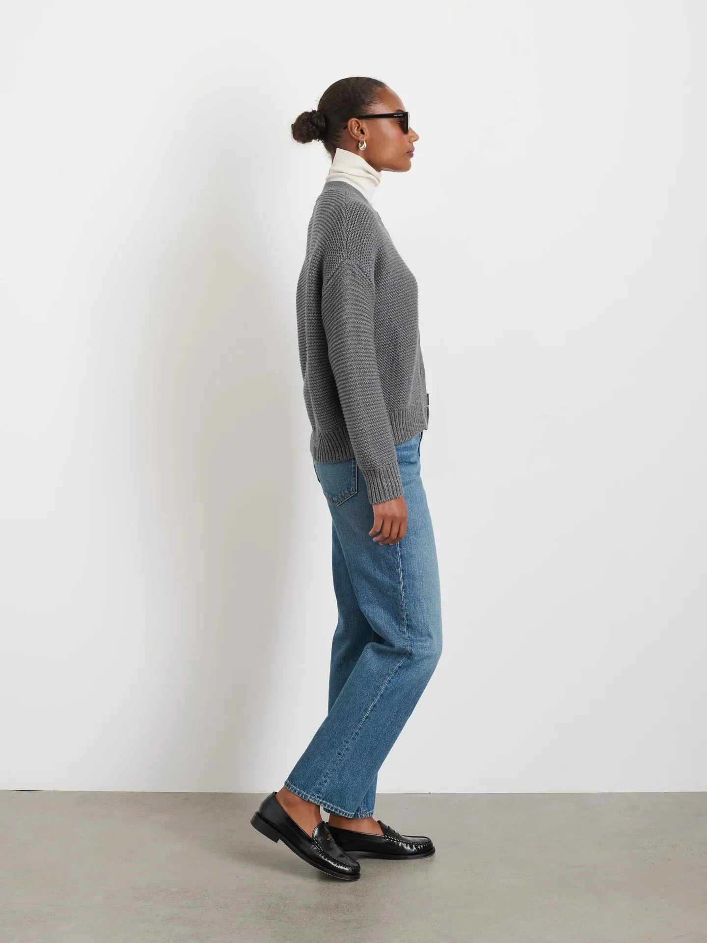 Alex Mill - Heather Grey Nico Cardigan in Heathered Cotton
