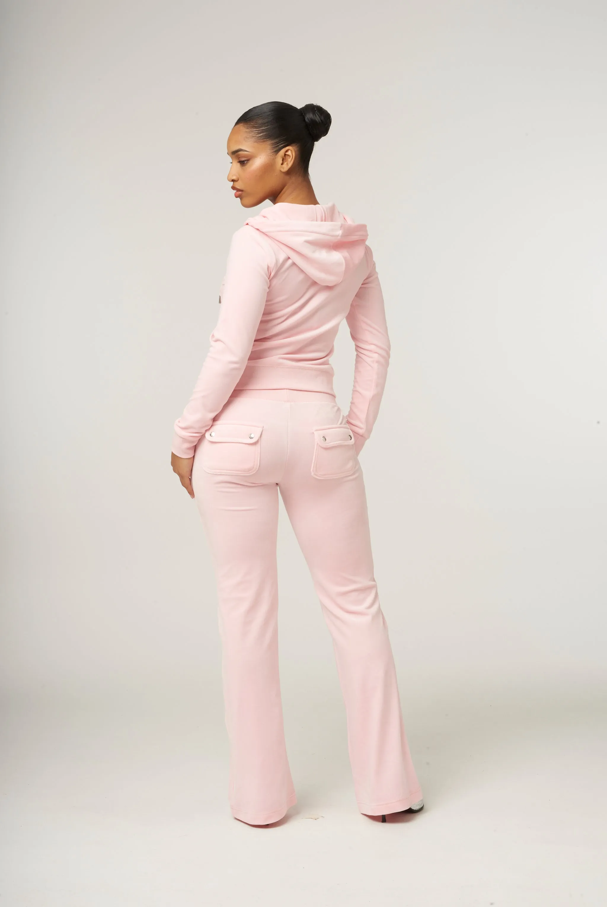 ALMOND BLOSSOM LOW RISE FLARE CLASSIC VELOUR TRACK PANT