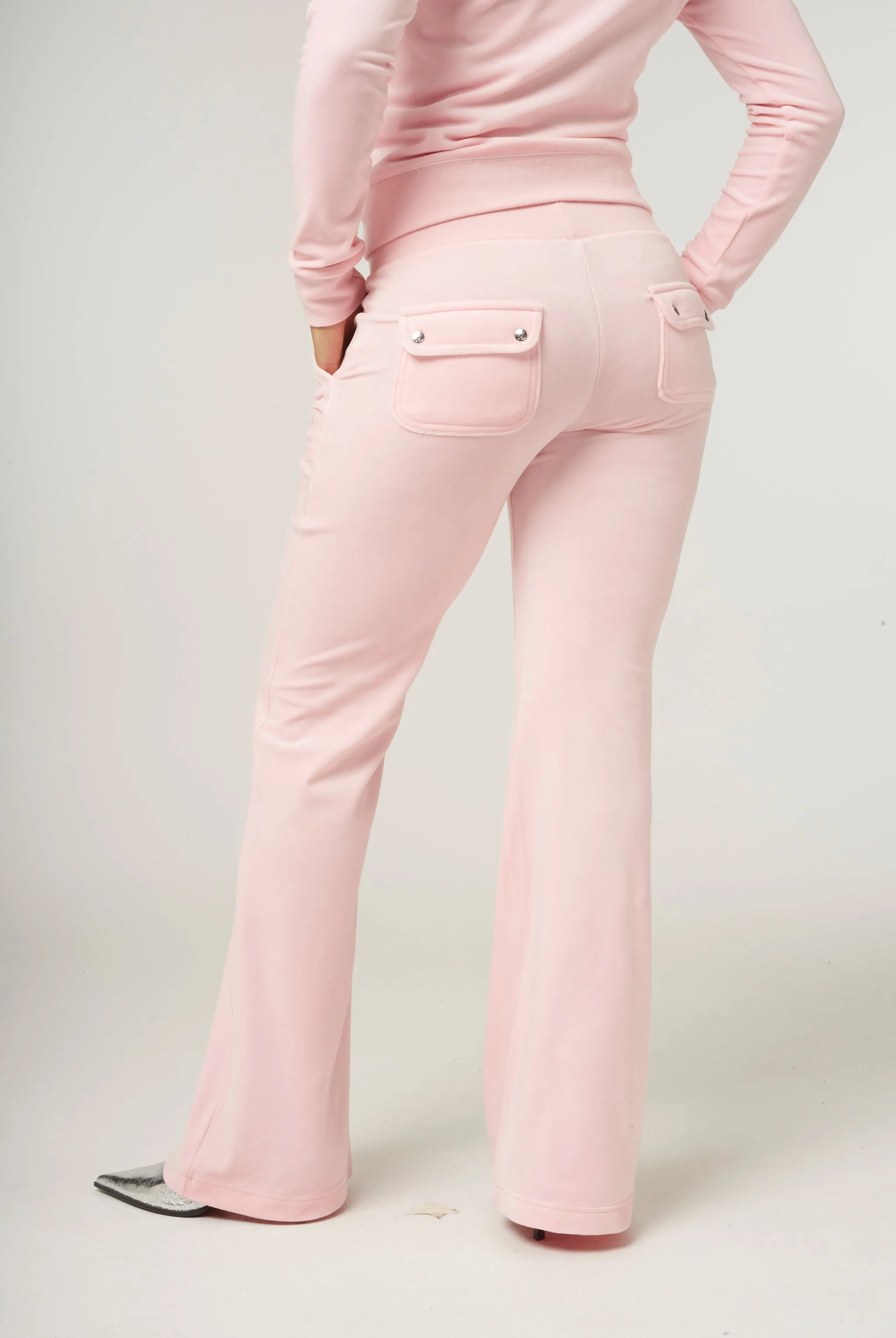 ALMOND BLOSSOM LOW RISE FLARE CLASSIC VELOUR TRACK PANT