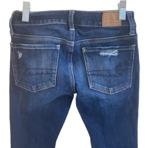 American Eagle Super Stretch Jeans Straight Leg Skinny Destroyed Distressed