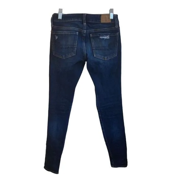 American Eagle Super Stretch Jeans Straight Leg Skinny Destroyed Distressed