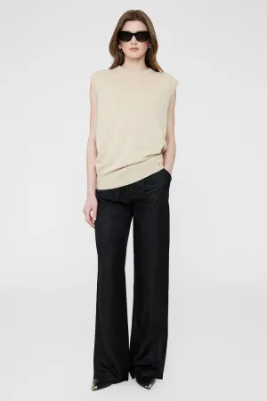 ANINE BING Ronan Cashmere Sweater Vest- Oat SzM