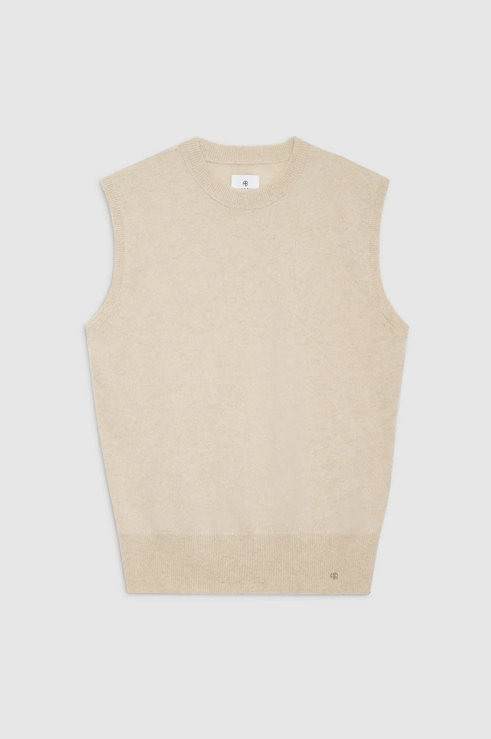 ANINE BING Ronan Cashmere Sweater Vest- Oat SzM