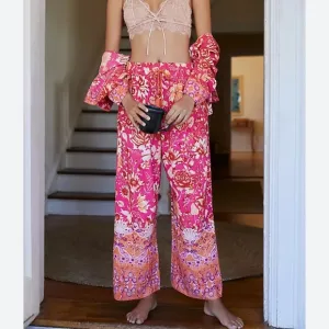 💗Anthropologie Kari floral wide leg bohemian pants