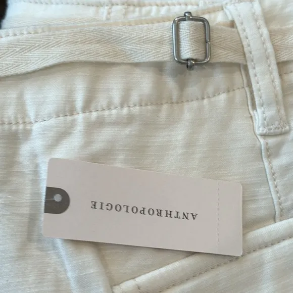 ANTHROPOLOGIE Pilcro Cargo Bermuda Shorts Cream Size 31 NEW