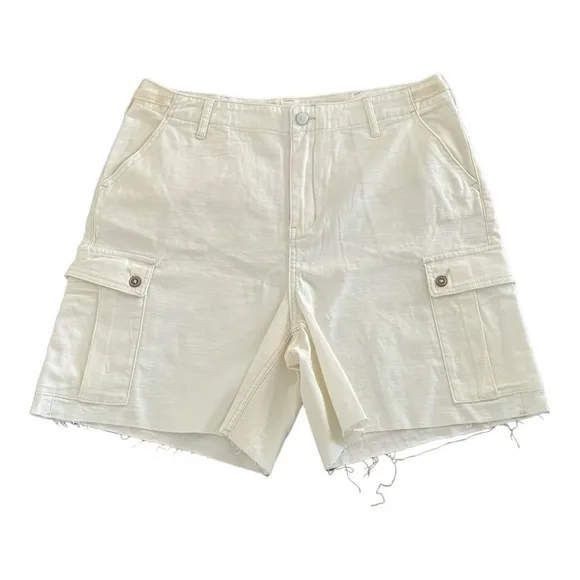 ANTHROPOLOGIE Pilcro Cargo Bermuda Shorts Cream Size 31 NEW