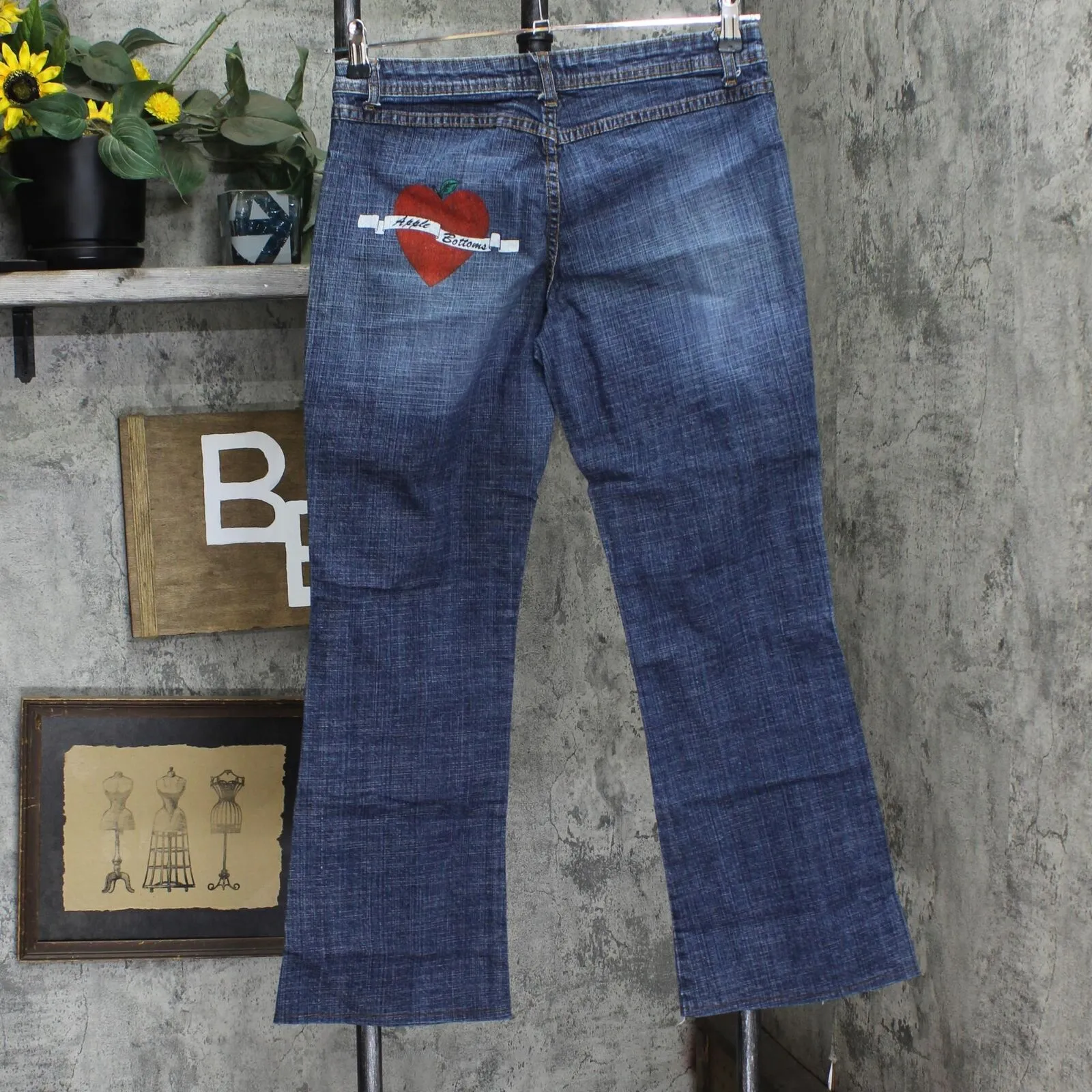 Apple Bottoms Womens Bootcut Pocketless Stretch Jeans Dark Blue 10