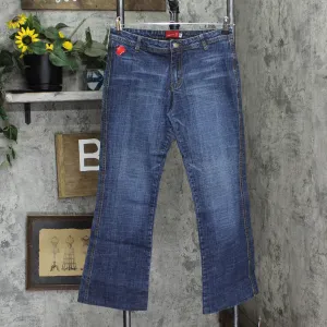 Apple Bottoms Womens Bootcut Pocketless Stretch Jeans Dark Blue 10