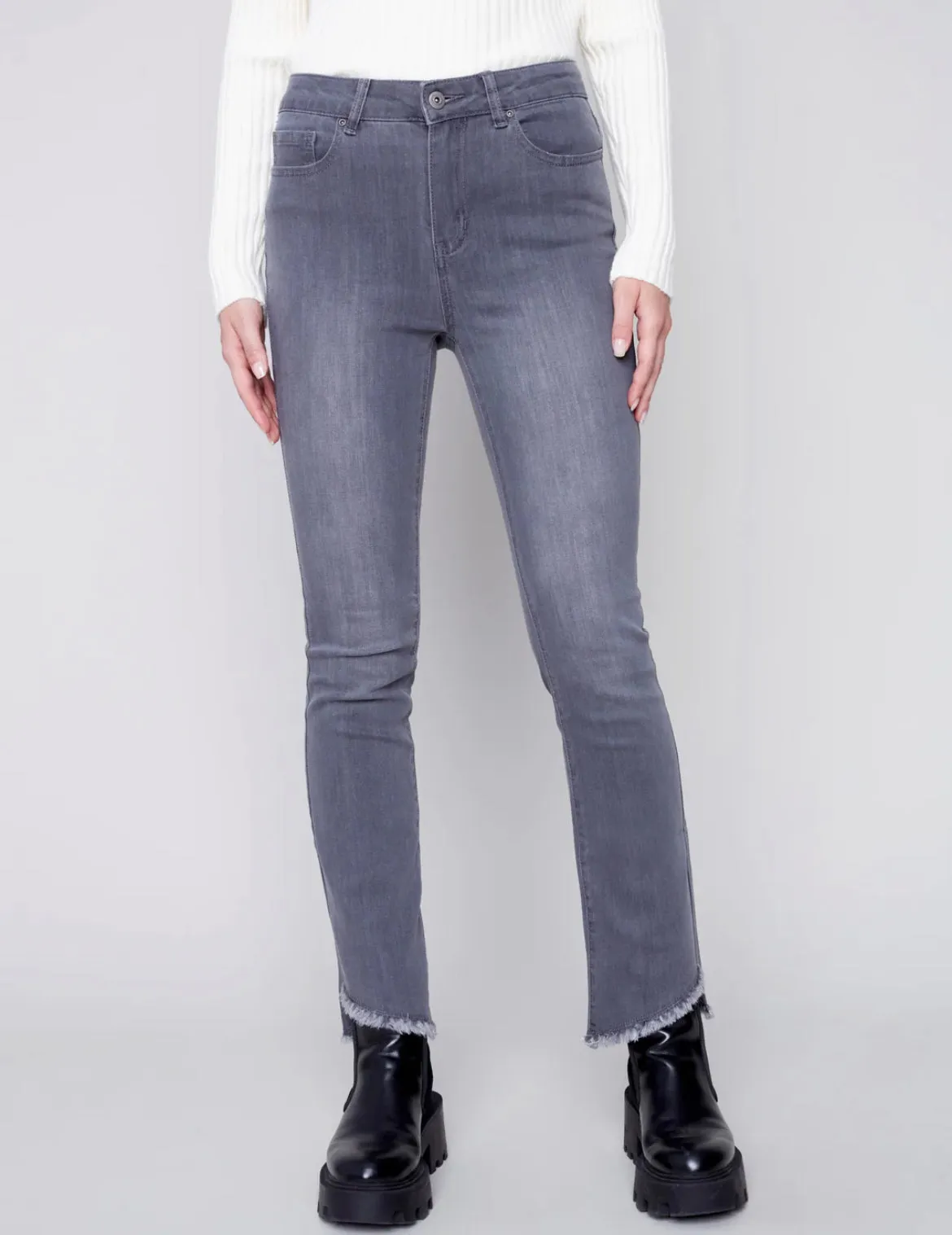 Asymmetrical Hem Bootcut Jeans