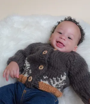 Baby Knit Christmas Button Up Sweater(Dark Green)