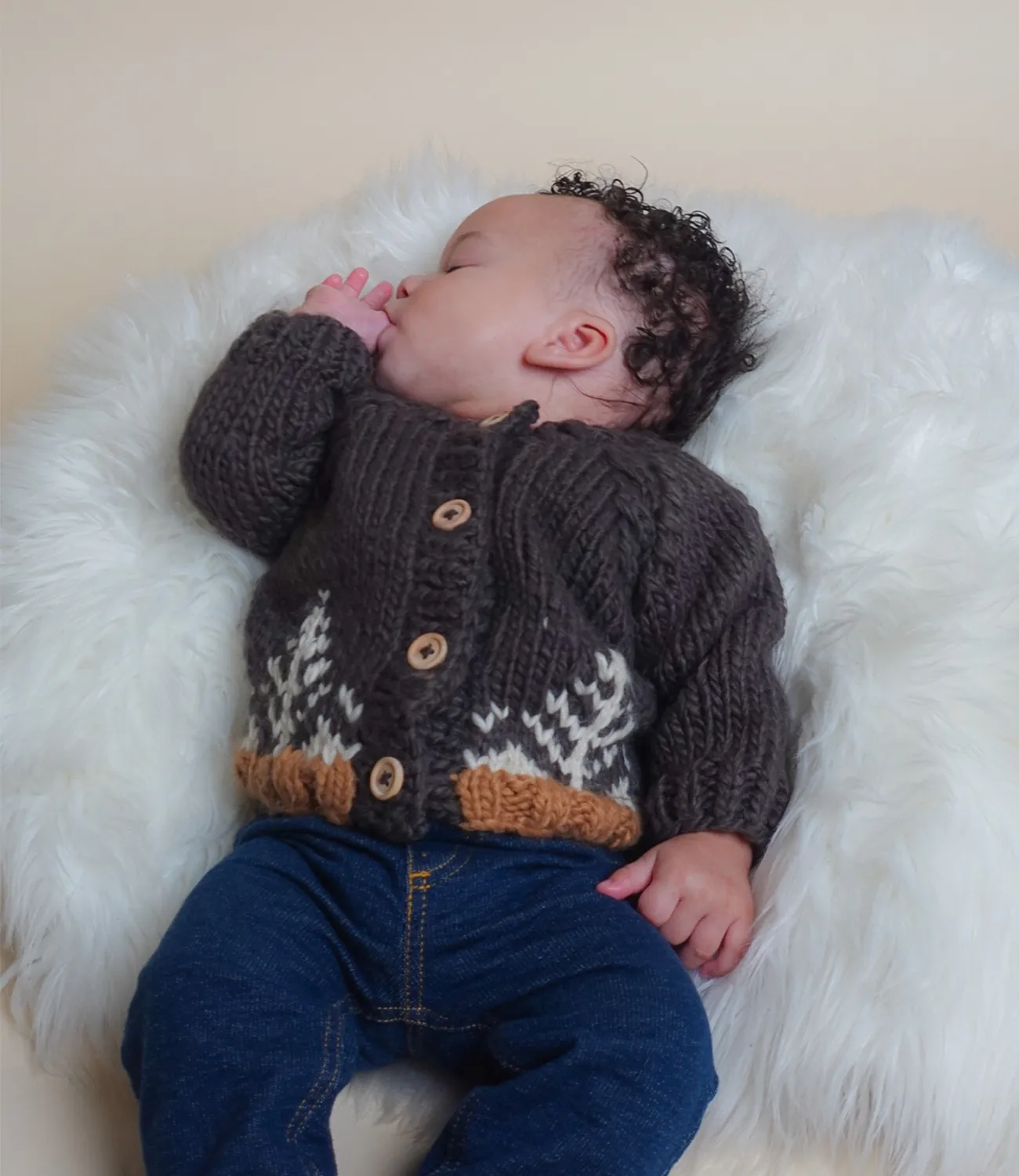 Baby Knit Christmas Button Up Sweater(Dark Green)