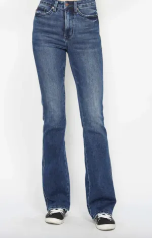 Back Pocket Embroidered Bootcut Jeans - Tummy Control