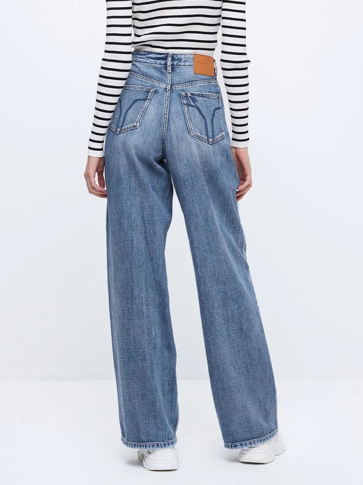 Baggy Light Blue Ripped Wide Leg Jeans