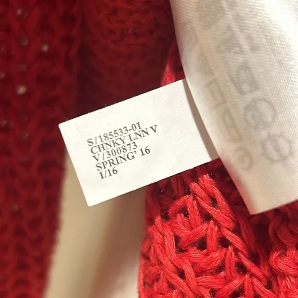 Banana Republic 100% Linen Chunky Knit V-Neck Sweater Red Small