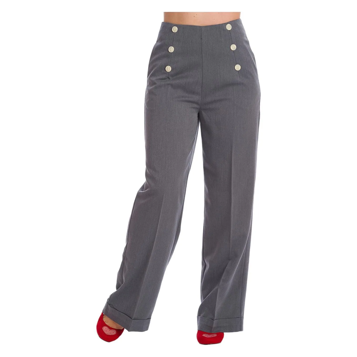 Banned Apparel Grey Adventures Ahead Button Trousers