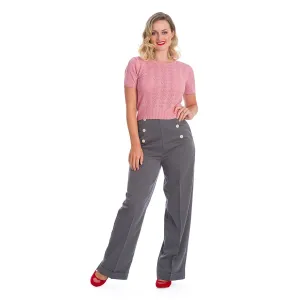 Banned Apparel Grey Adventures Ahead Button Trousers