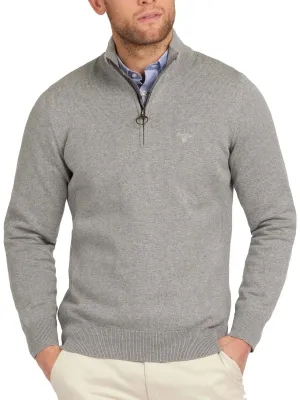Barbour Mens Cotton Half Zip Sweater Grey Marl