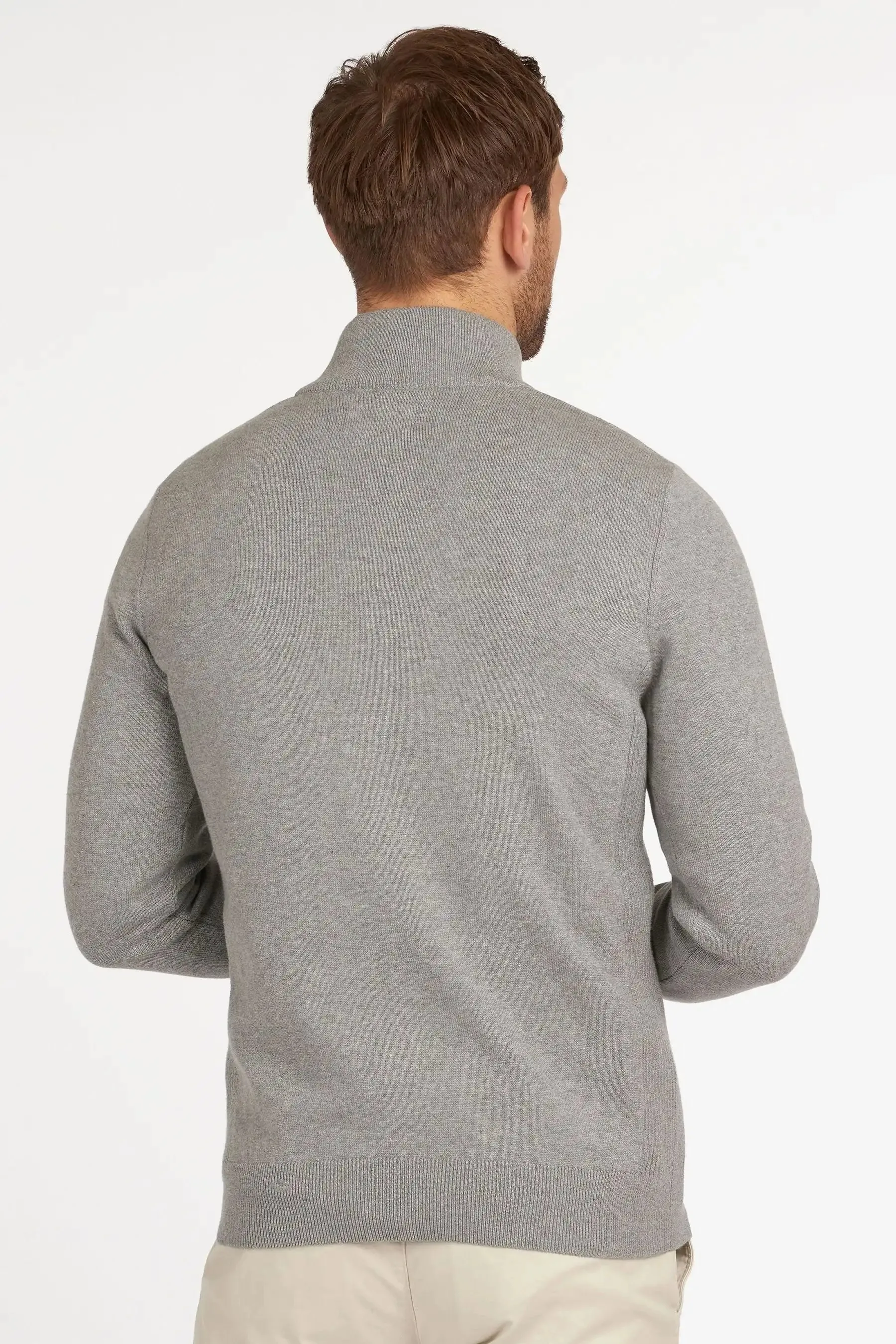 Barbour Mens Cotton Half Zip Sweater Grey Marl