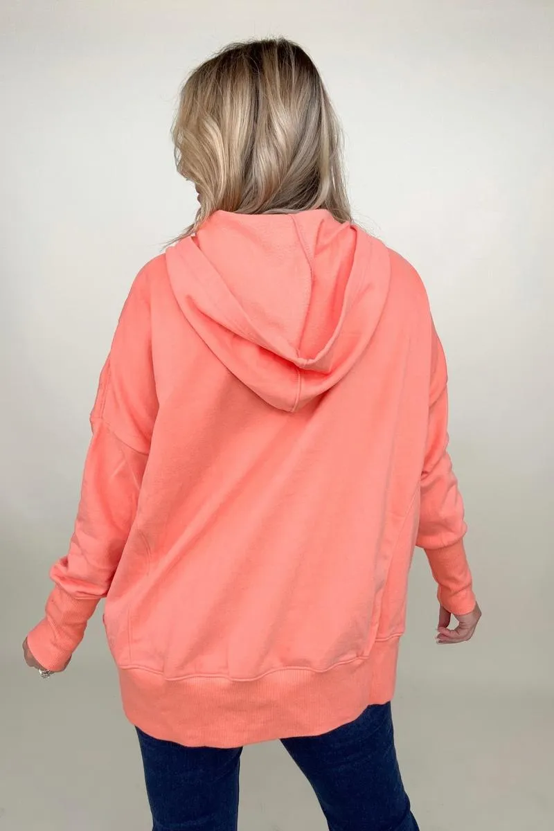 Batwing Sleeve Buttoned Hoodie with Pockets