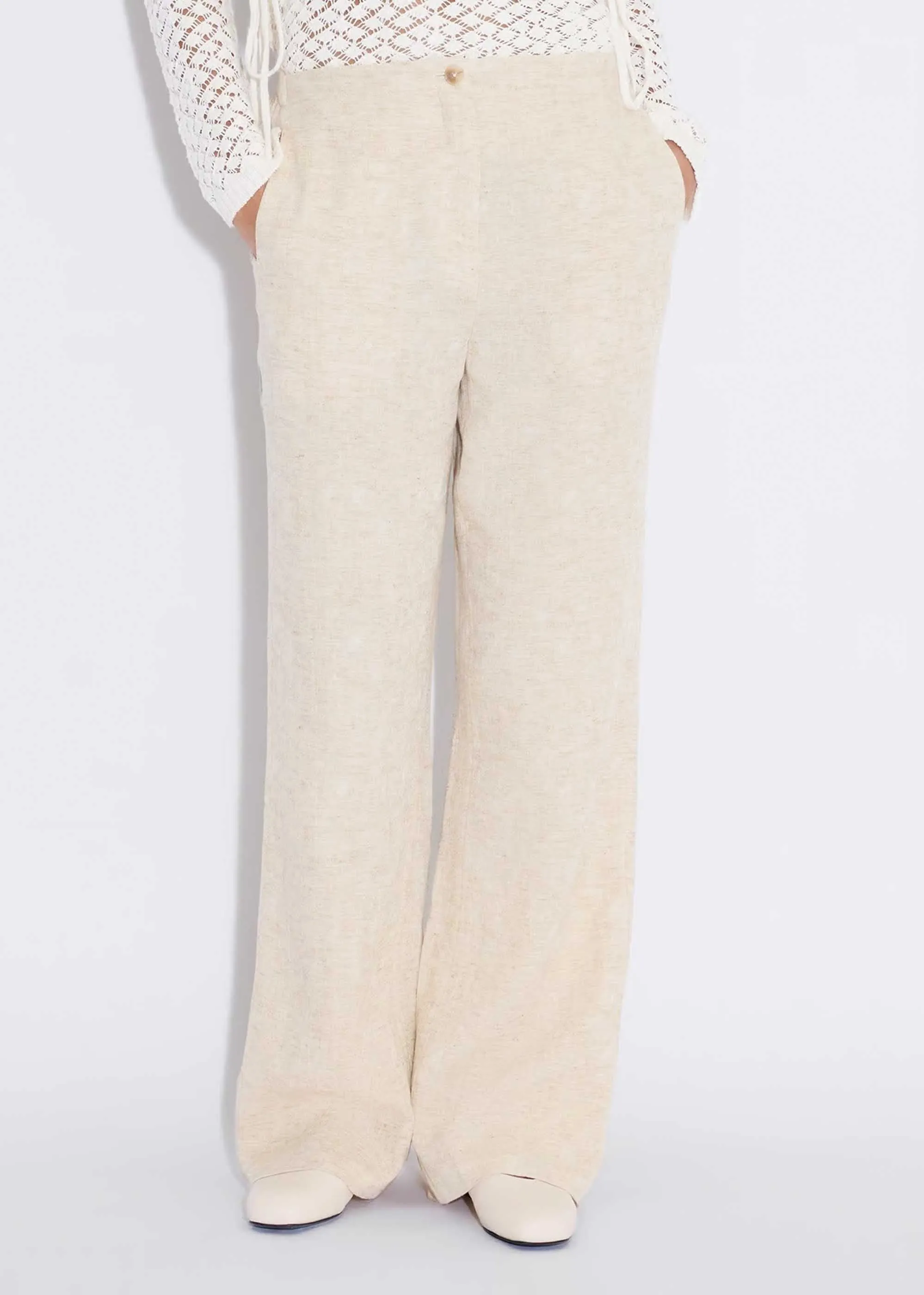 Beige Linen Casual Pant