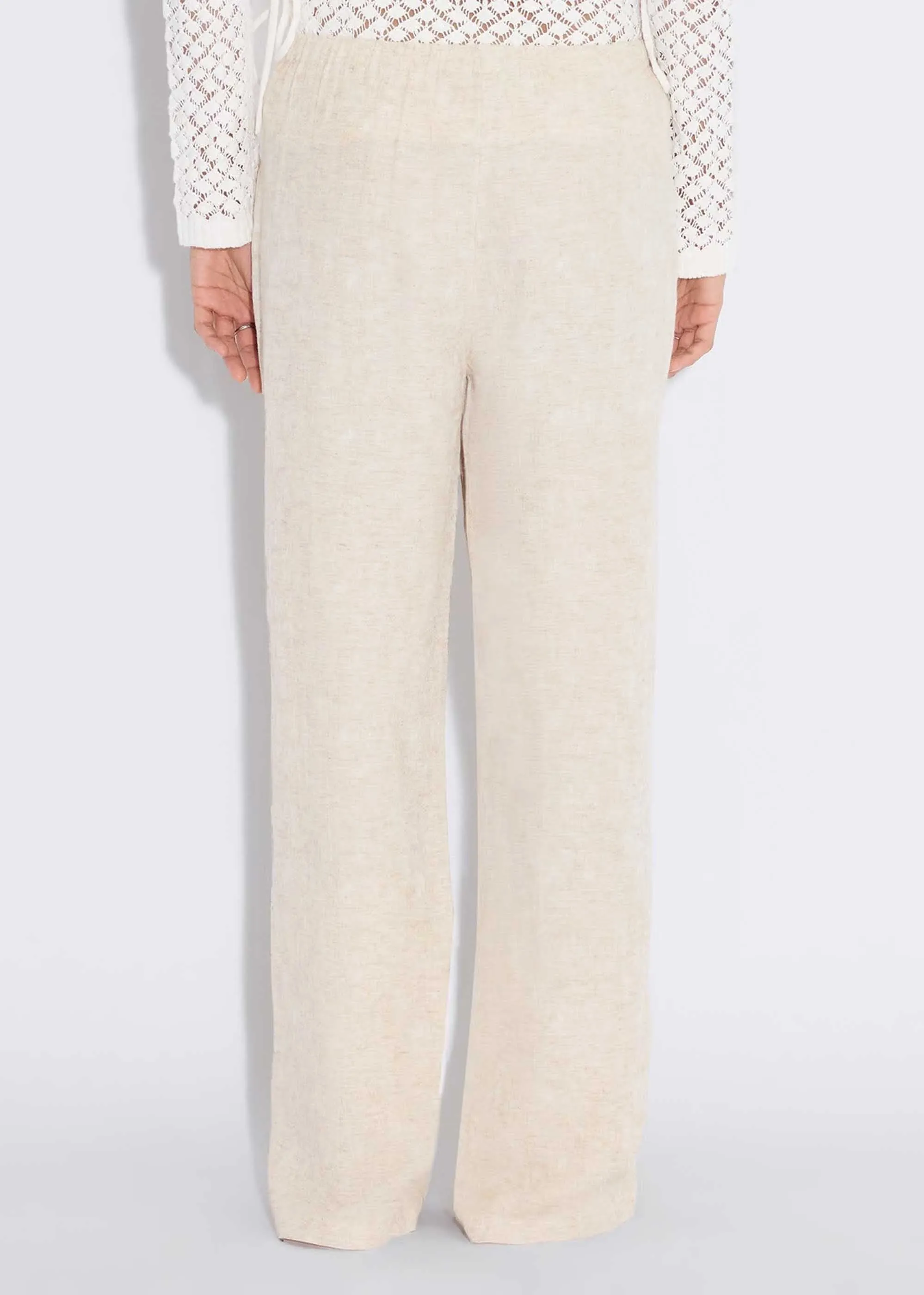 Beige Linen Casual Pant
