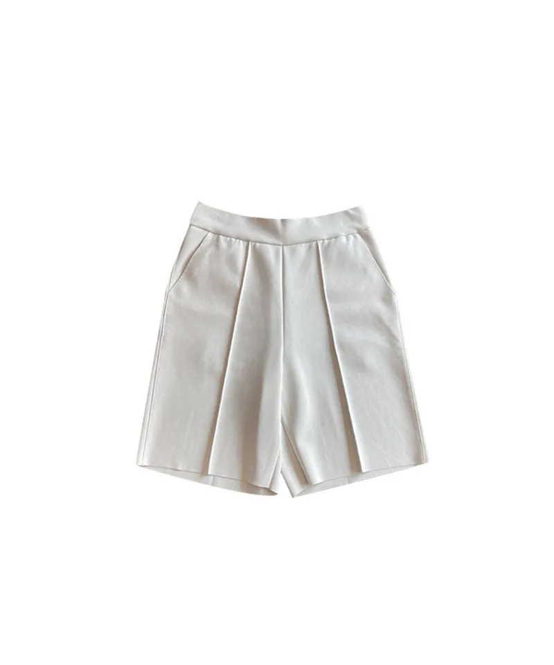 BENECIA 12 Pintuck Part 5 Shorts - Ivory