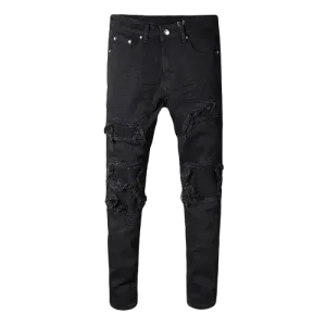 Black Biker Ripped Jeans