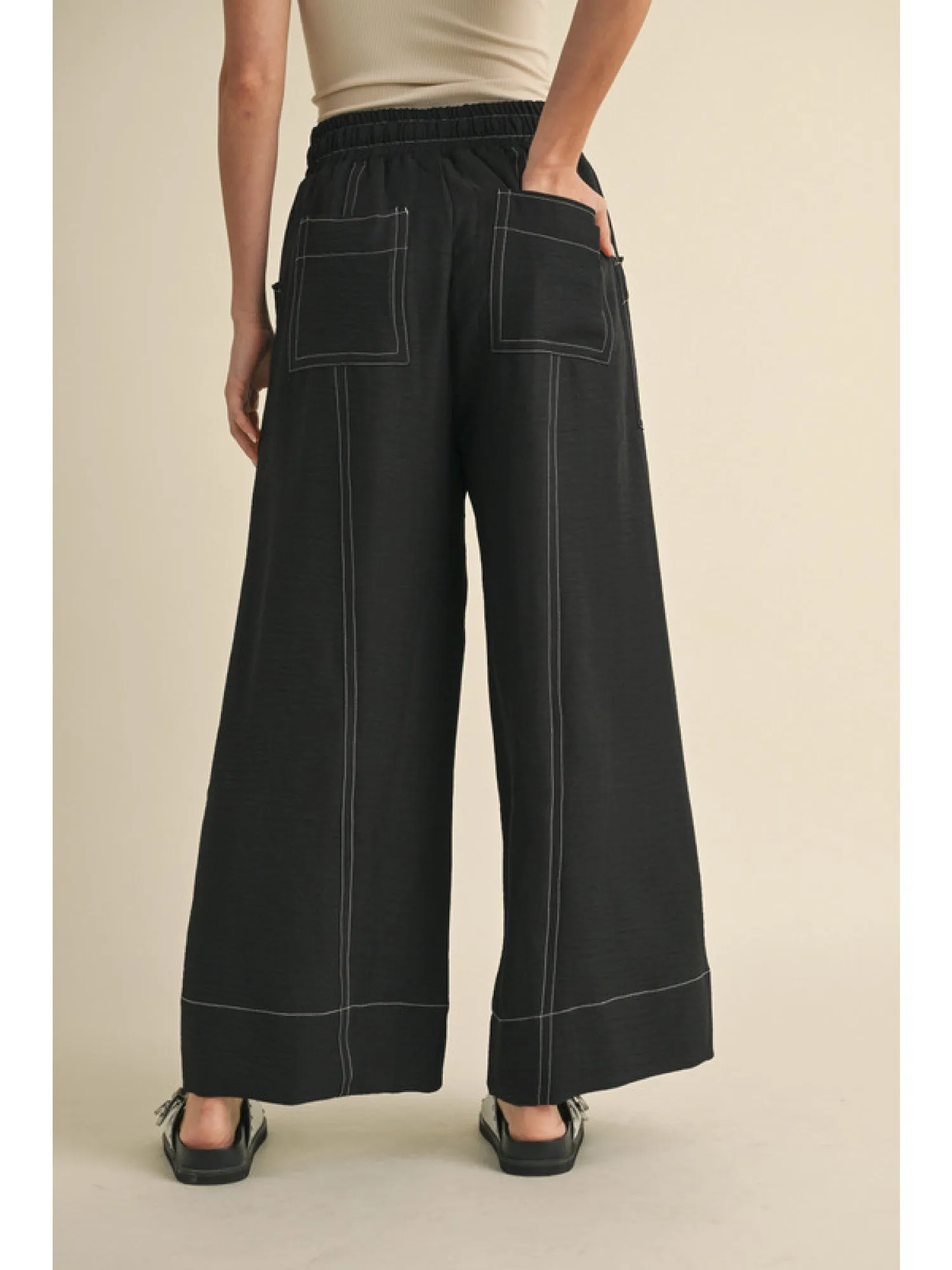 Black Lightweight Drawstring Cargo Pants
