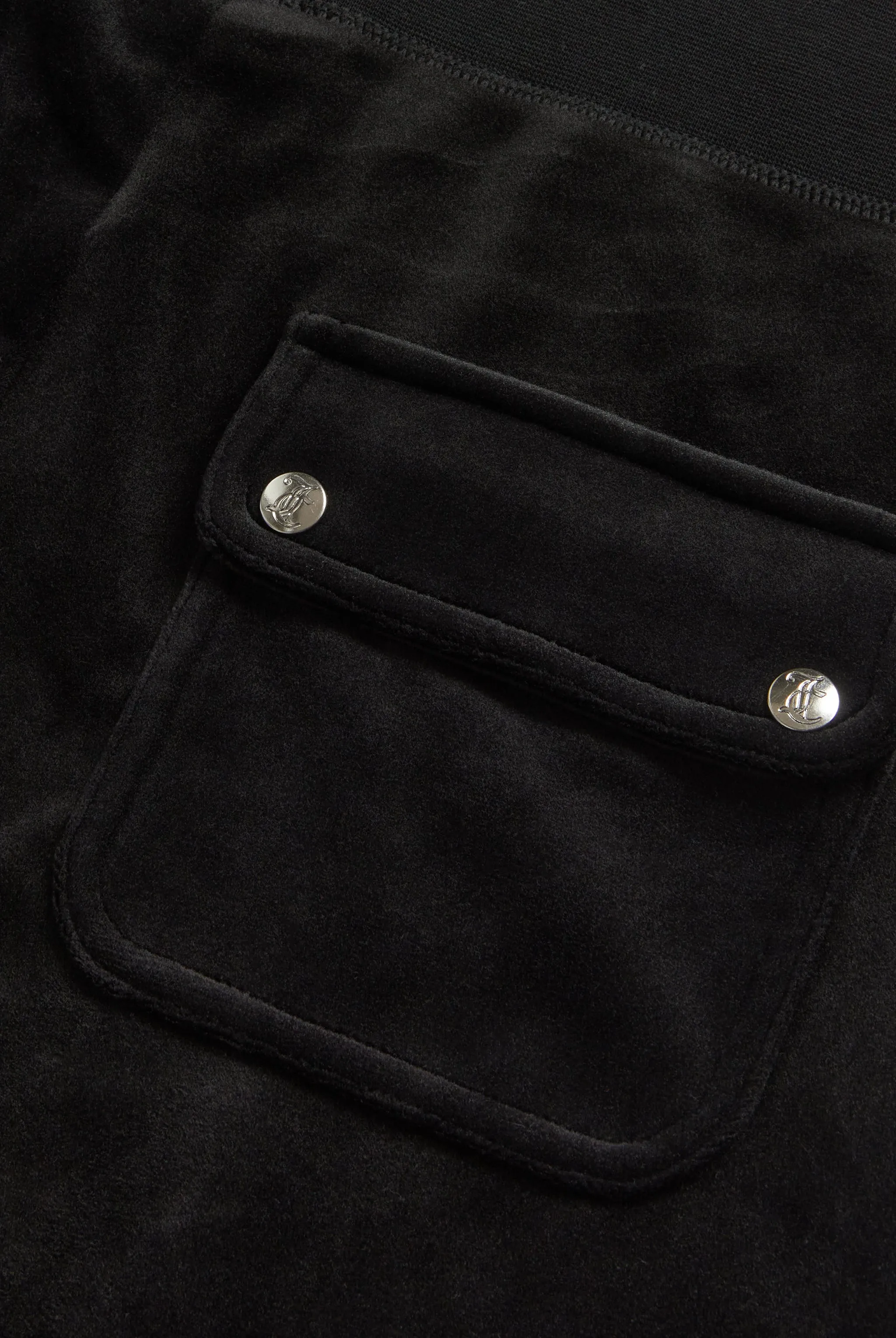 BLACK LOW RISE FLARE POCKET CLASSIC VELOUR TRACK PANT