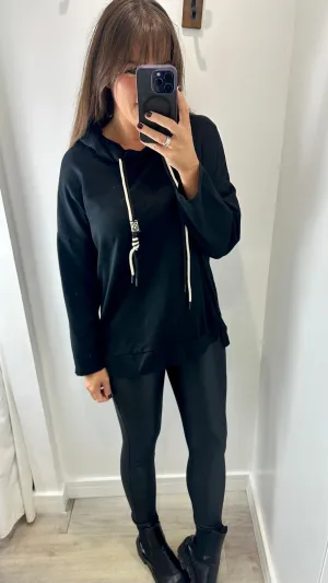 BLACK PLAIN LIGHTWEIGHT HOODIE