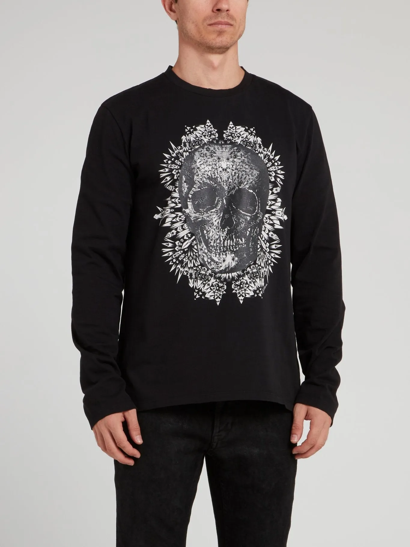 Black Skull Print Sweatshirt