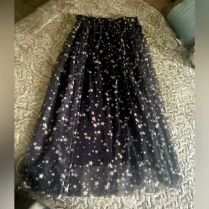 Black Tulle Maxi Skirt with Silver Stars