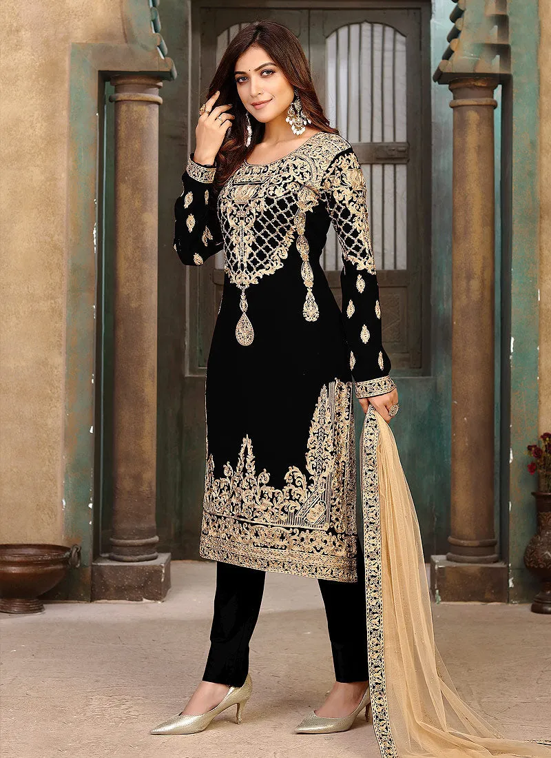 Black Zari Embroidered Pant Style Suit