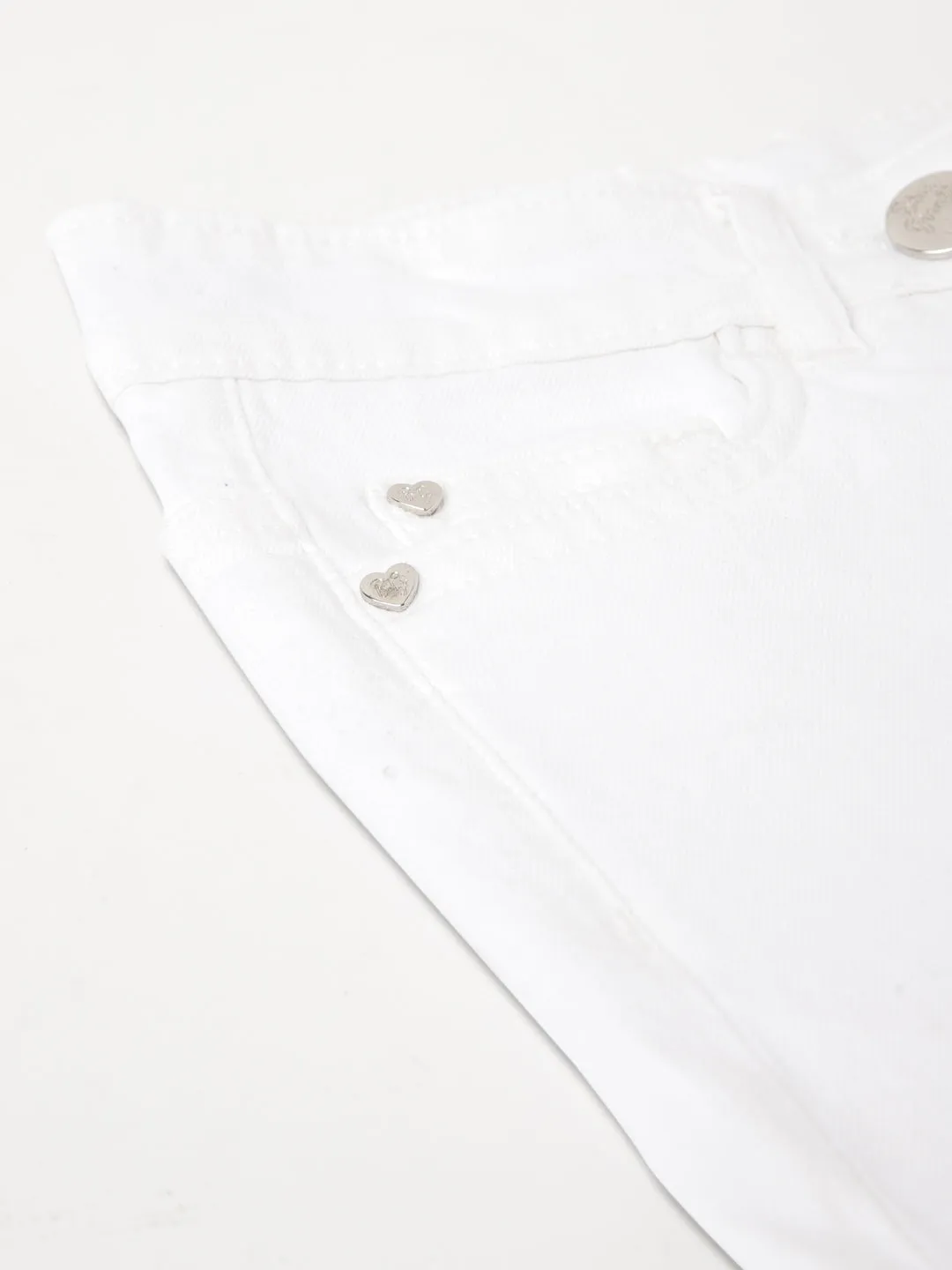Blue Giraffe Girls White Solid Bootcut Jeans