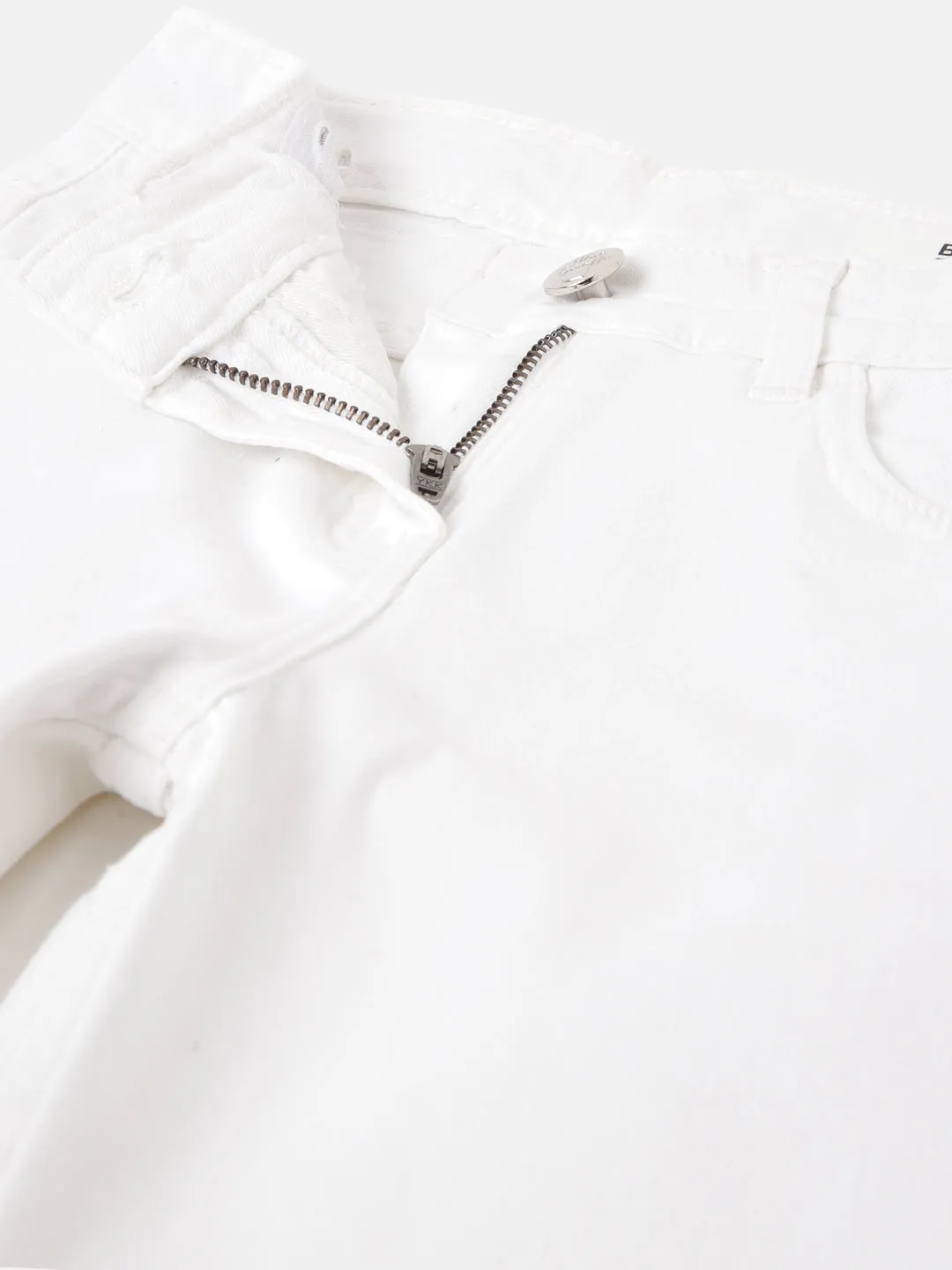 Blue Giraffe Girls White Solid Bootcut Jeans