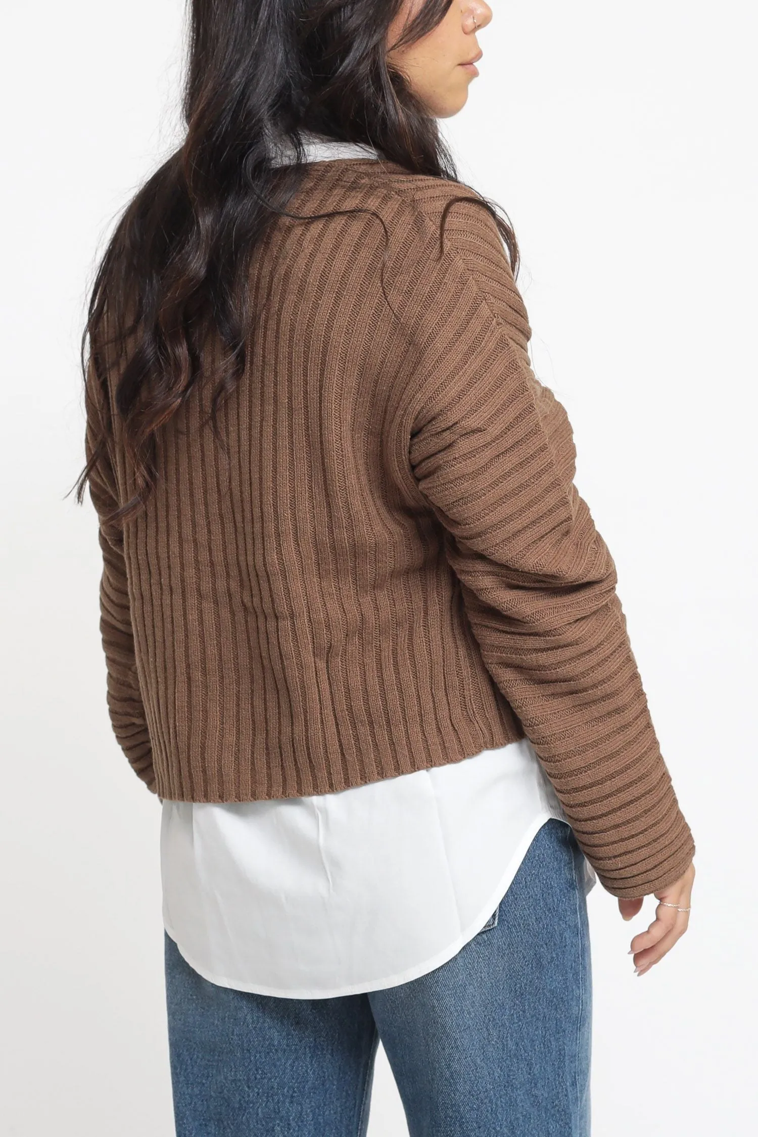 Braided Knitted Sweater - Coffee