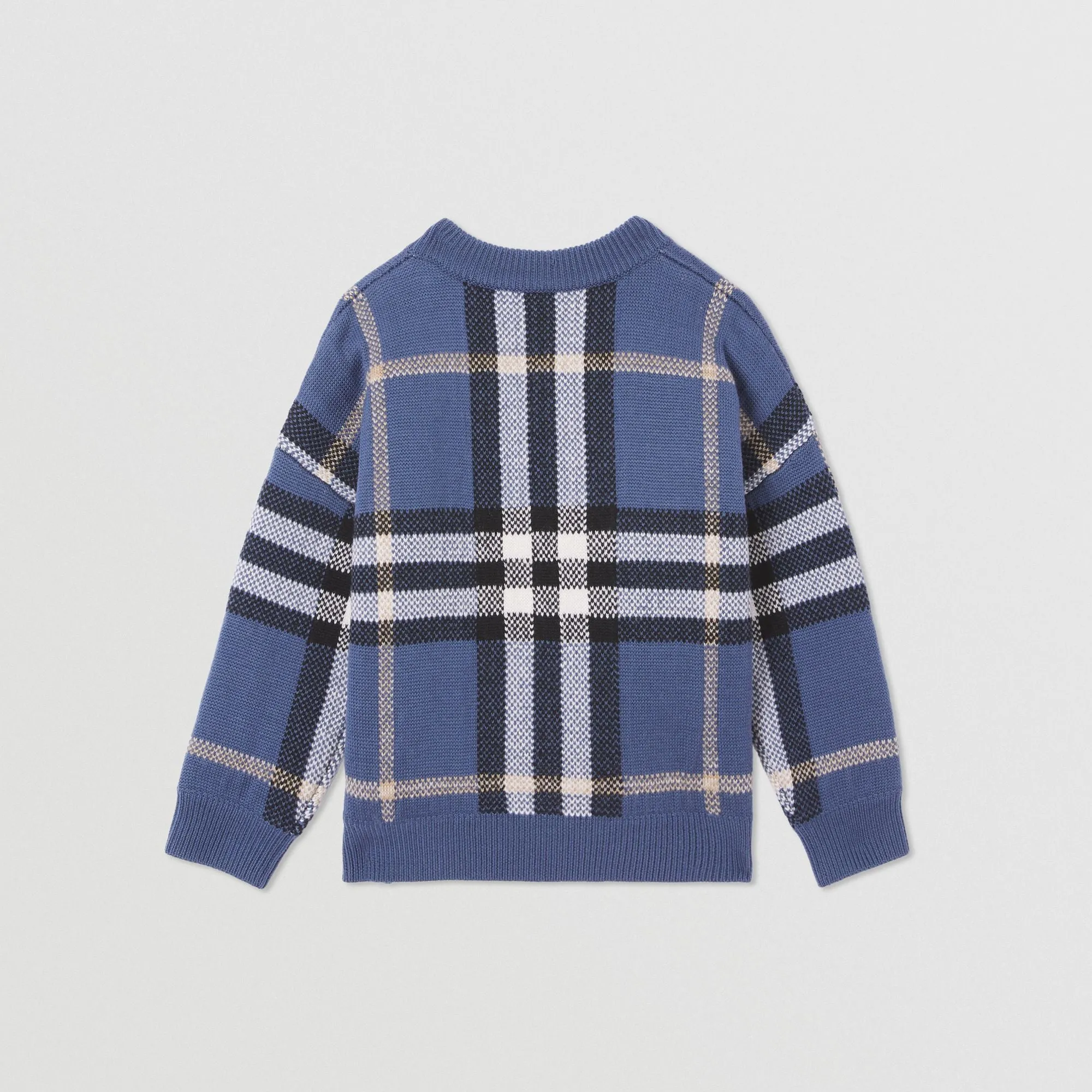 Burberry Blue Check Intarsia Wool Cashmere Sweater