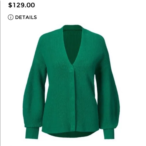 Cabi Women’s Emerald Kelly Green Lucky Cardigan Chunky Knit Button V-Neck Size S