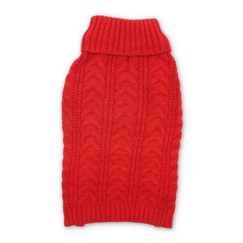 Cable Turtleneck Sweater — Red