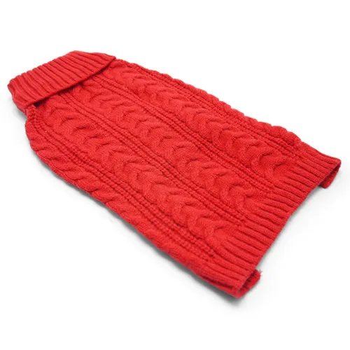 Cable Turtleneck Sweater — Red