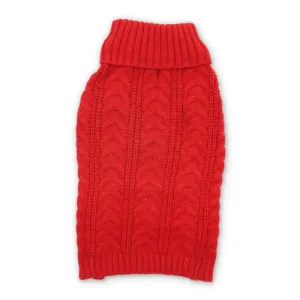 Cable Turtleneck Sweater — Red