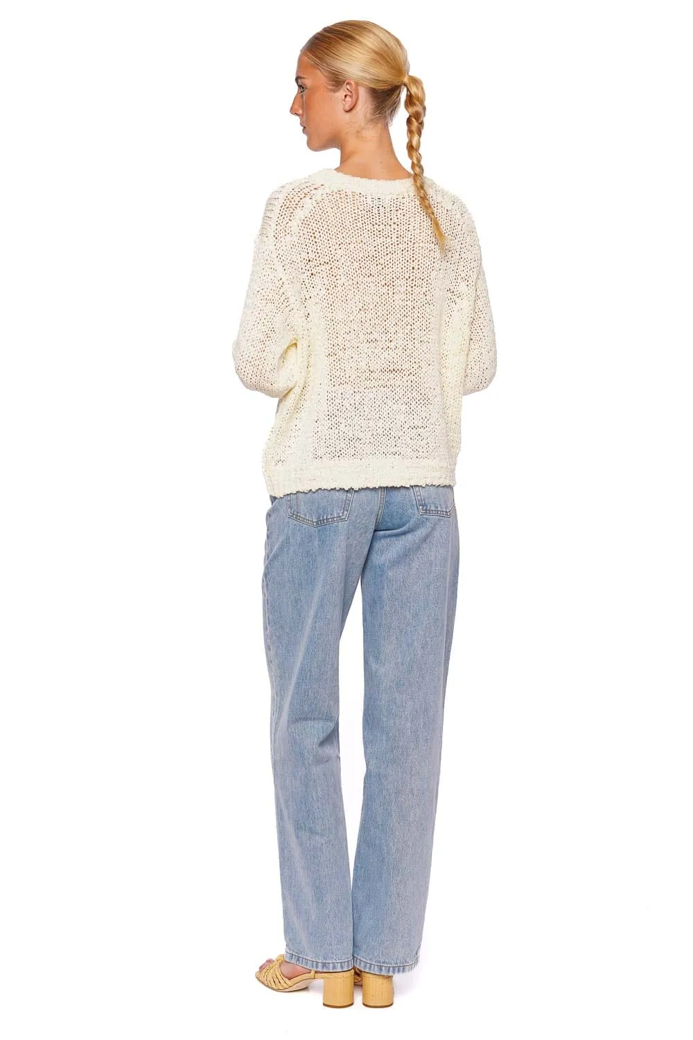 Cala Ivory Open Stitch Crewneck Sweater
