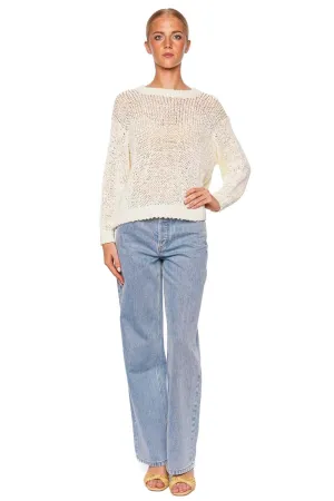 Cala Ivory Open Stitch Crewneck Sweater