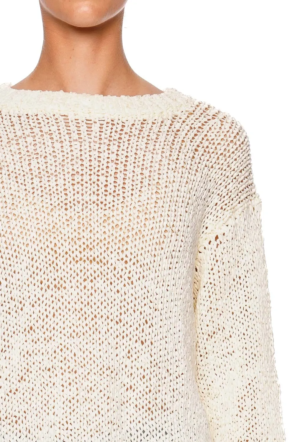 Cala Ivory Open Stitch Crewneck Sweater