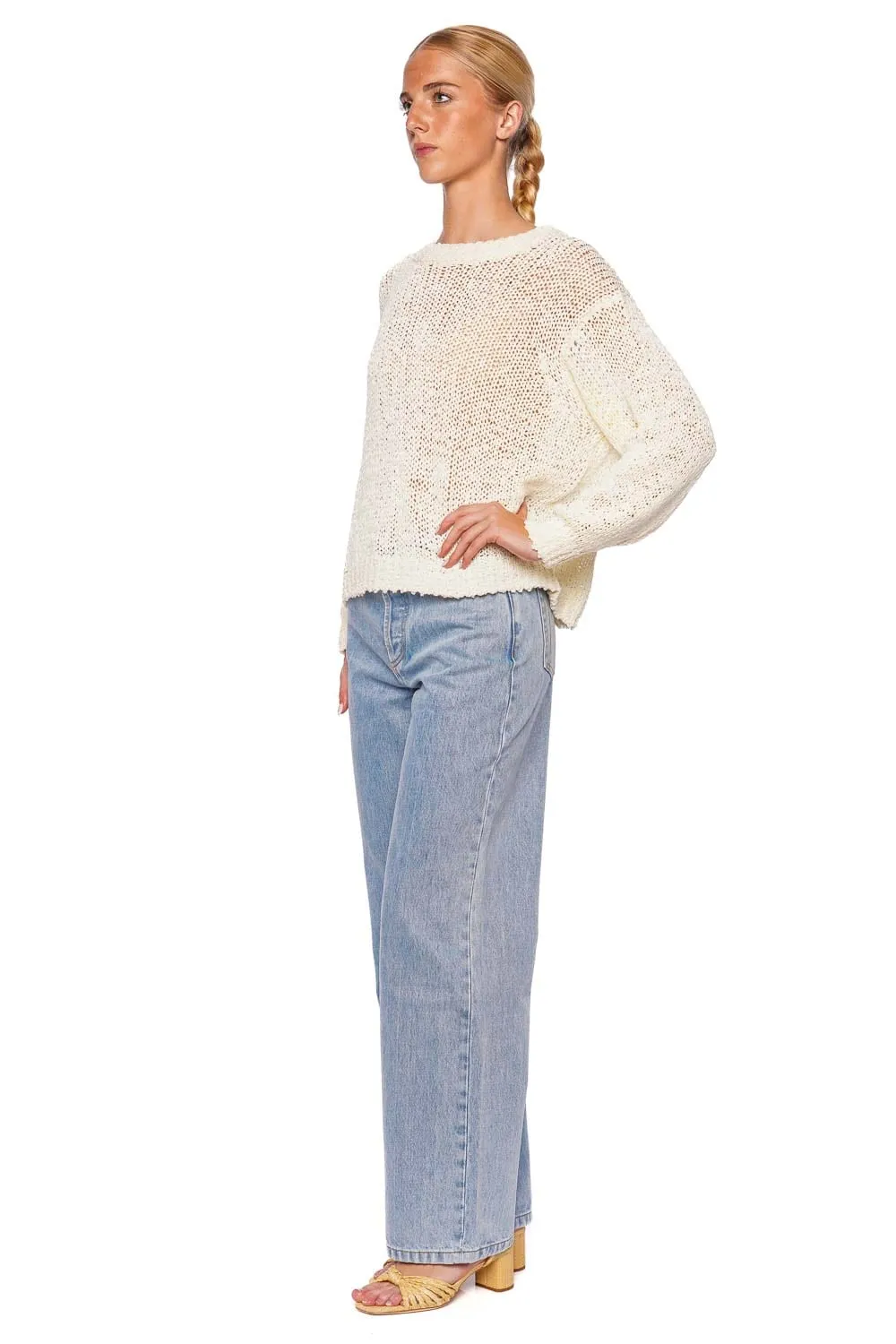 Cala Ivory Open Stitch Crewneck Sweater