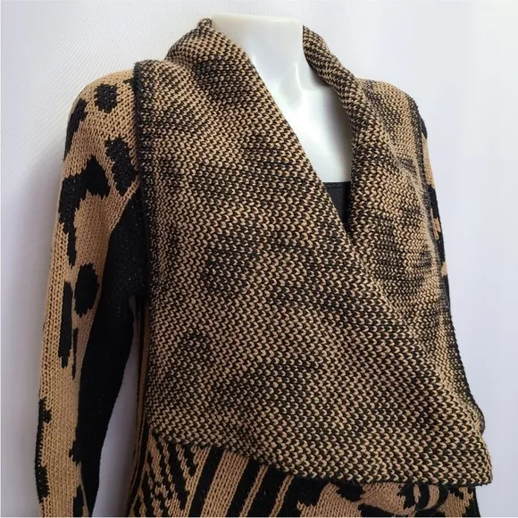 Calvin Klein Sweater Duster Cardigan Zebra Leopard