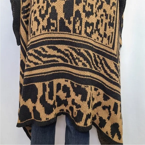 Calvin Klein Sweater Duster Cardigan Zebra Leopard